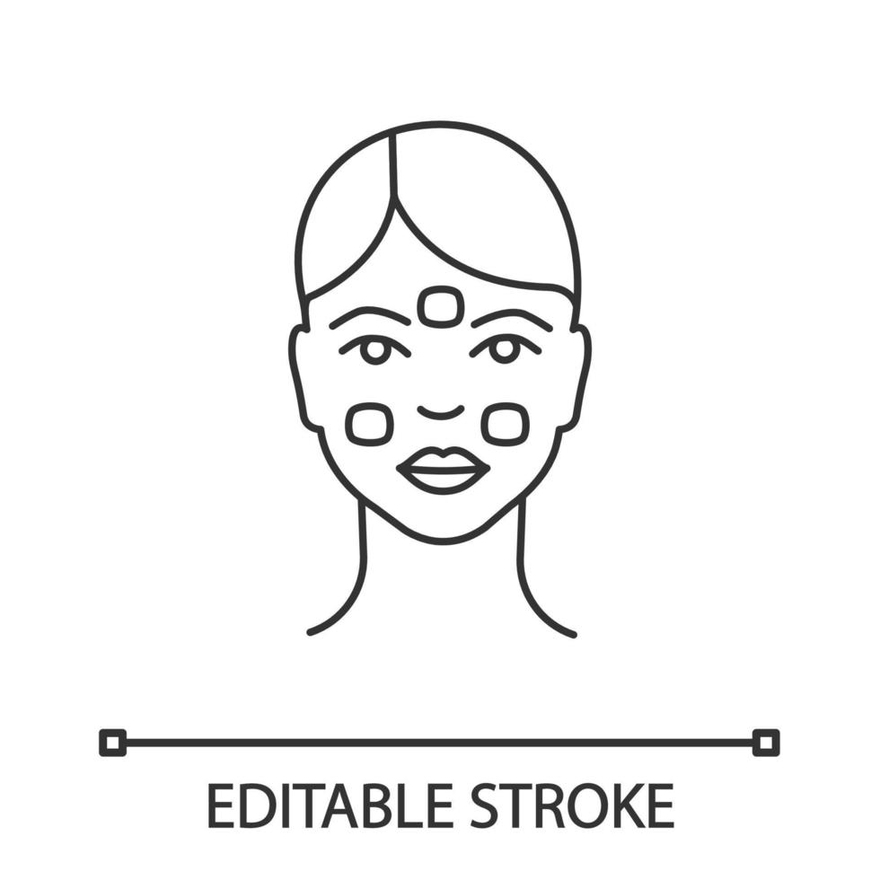 crema anestésica para inyección de neurotoxina icono lineal. crema anestésica facial. ilustración de línea delgada. preparación para inyección de neurotoxina. hidratación de la piel. dibujo de contorno aislado vectorial vector