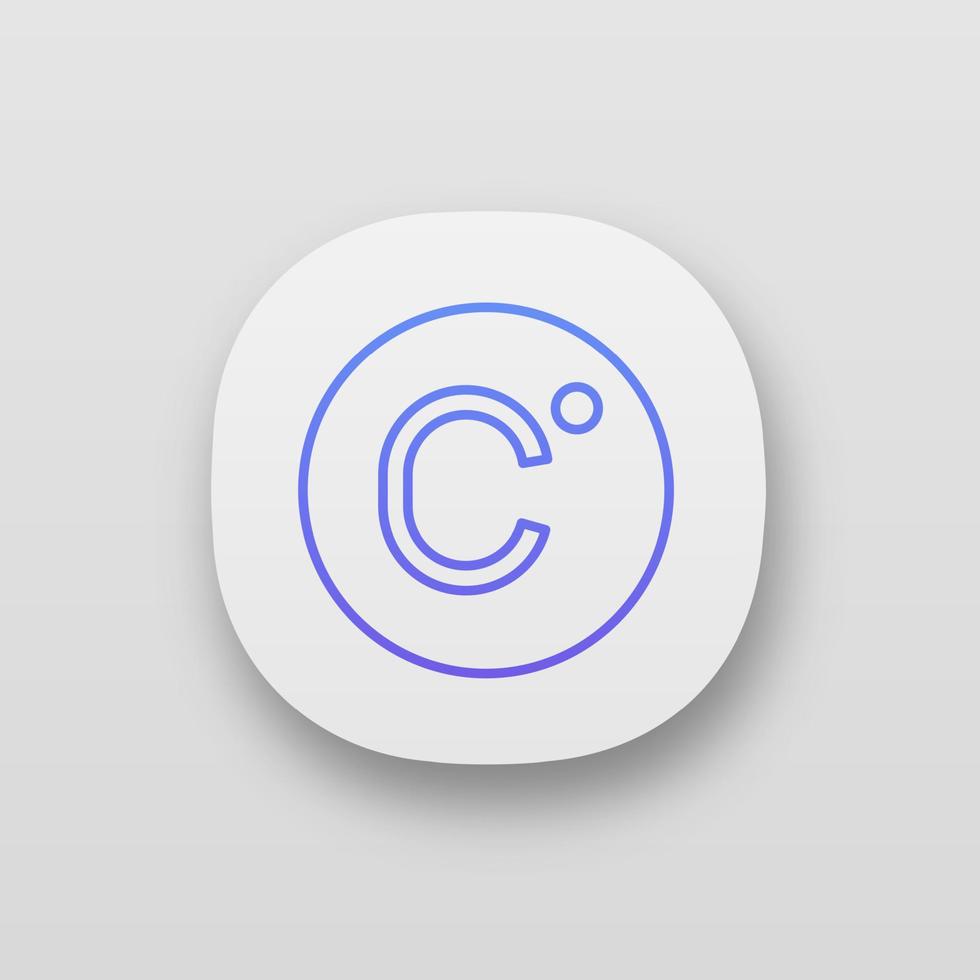 Celsius degrees temperature app icon. Centigrade scale. Celsius. UI UX user interface. Web or mobile application. Vector isolated illustration