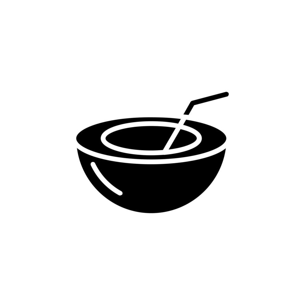 Coconut Drink, Juice Solid Icon Vector Illustration Logo Template. Suitable For Many Purposes.