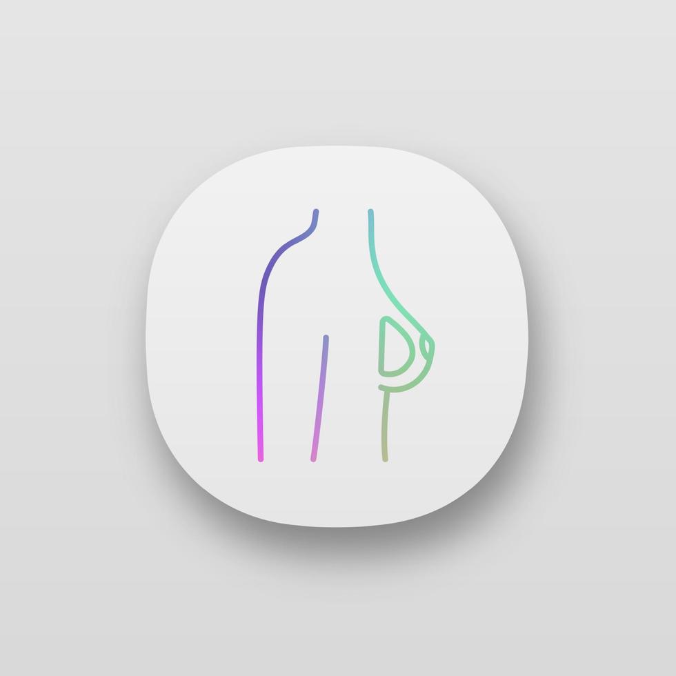 Breast silicone implant app icon. UI UX user interface. Woman breast augmentation surgery. Mammoplasty. Plastic surgery. Web or mobile application. Vector isolated illustration