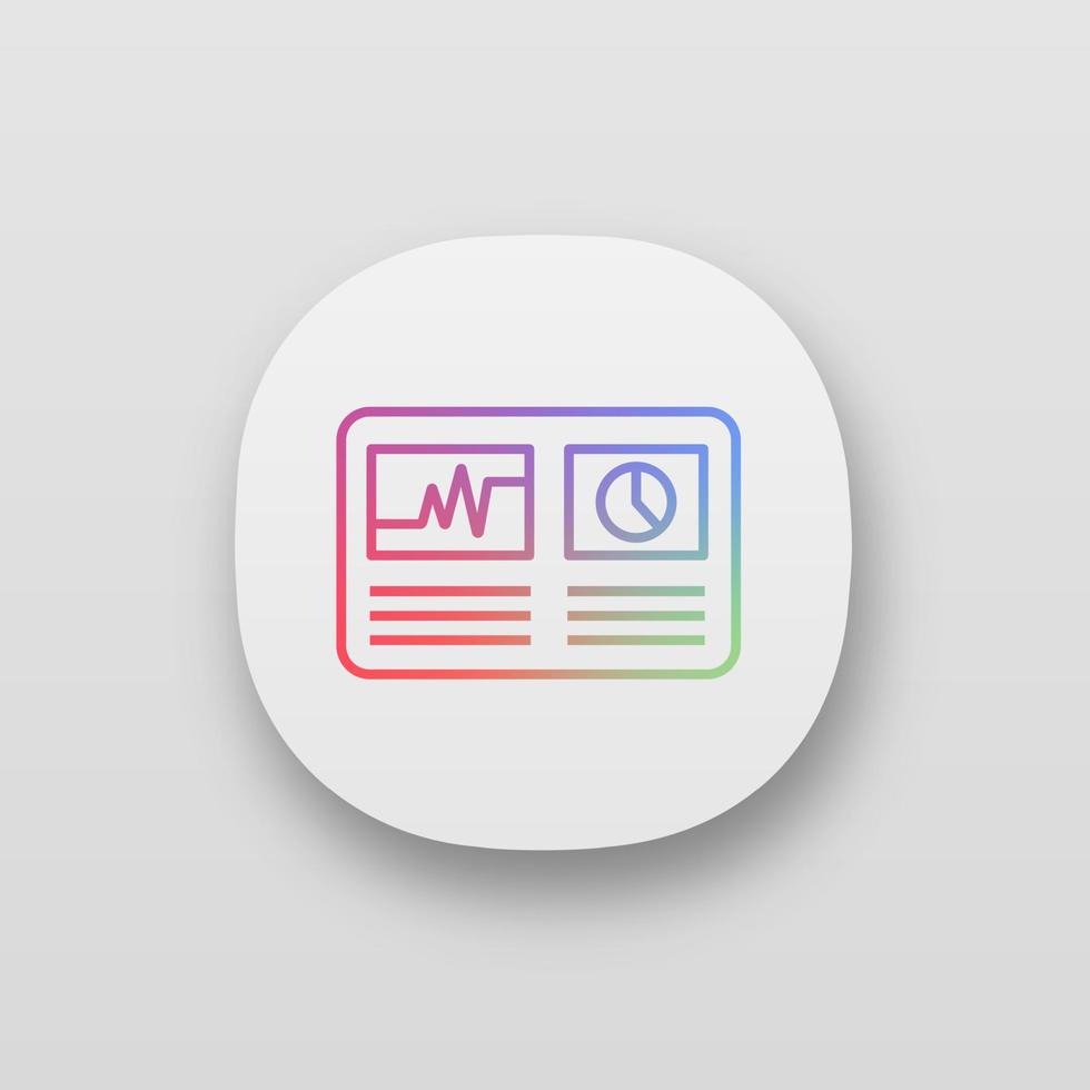 Cryptocurrency hashrate app icon. UI UX user interface. Mining distribution. Crypto business statistics. Data analyzing. Statistics. Web or mobile application. Vector isolated illustration