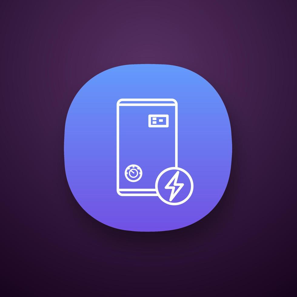 Electric heating boiler app icon. House central heater. Heating system. UI UX user interface. Web or mobile application. Vector isolated illustration