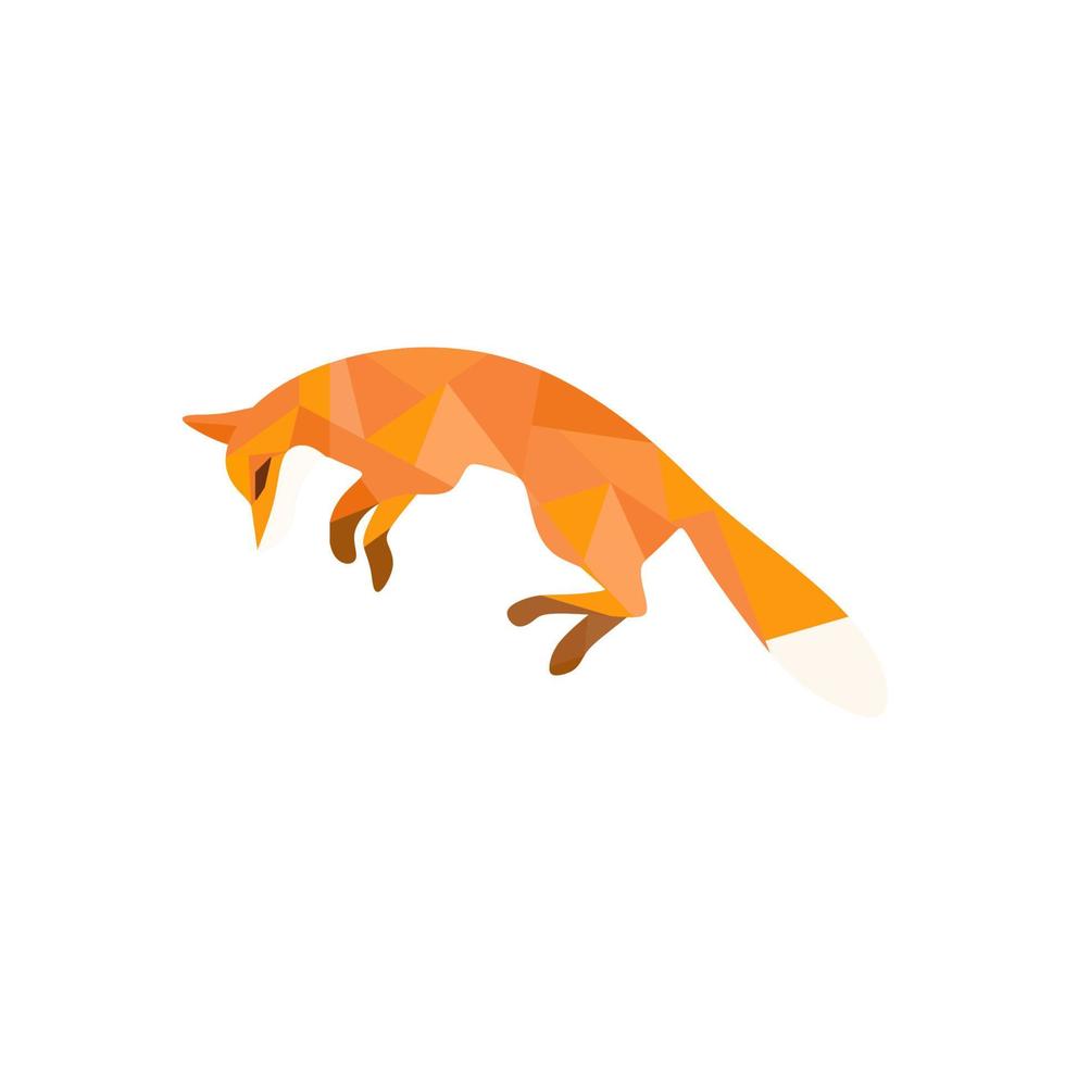 Geometric Orange Wolf Vector Illustration Logo