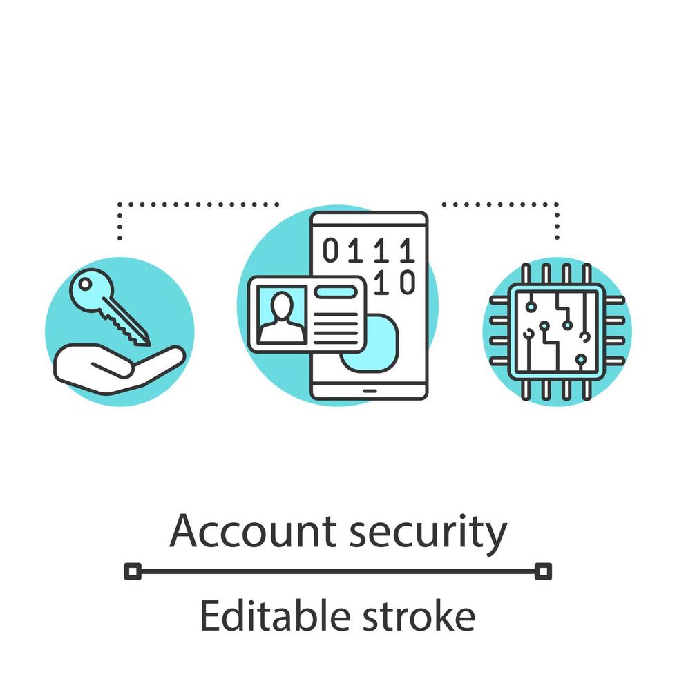 Account security concept icon. Cyber security idea thin line illustration. Password. User safety. Safe authorization and access. Vector isolated outline drawing. Editable stroke