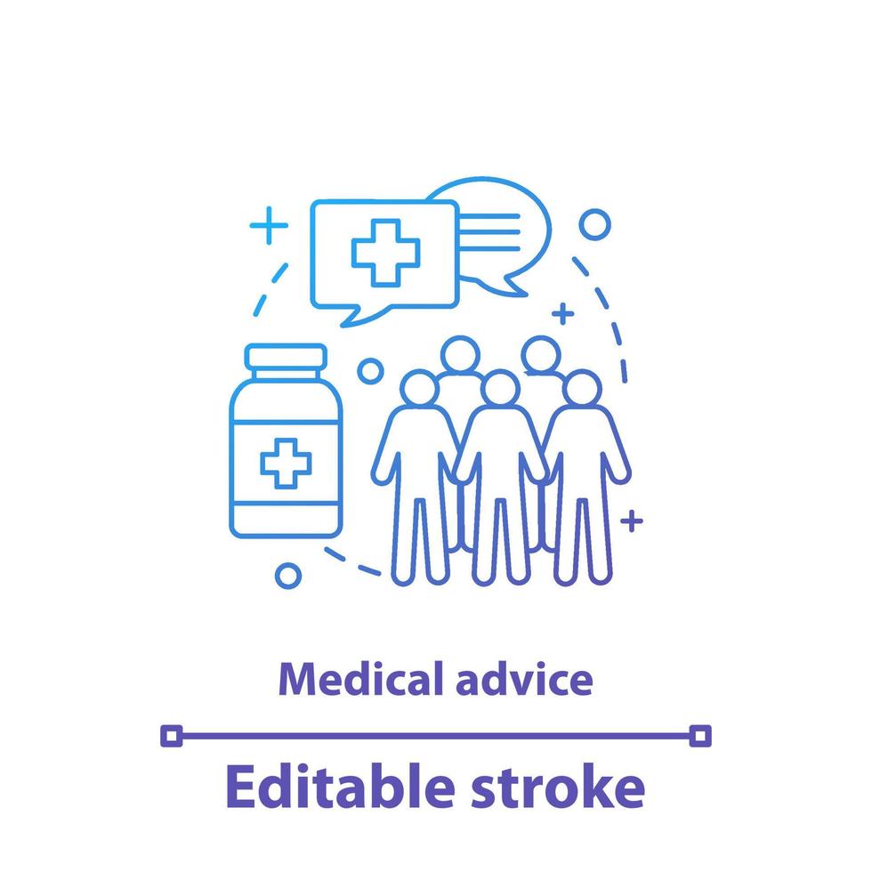 icono de concepto de consejo médico. ilustración de línea delgada de idea de salud pública. medicina y salud. epidemiología. Servicio de salud. dibujo de contorno aislado vectorial. trazo editable vector