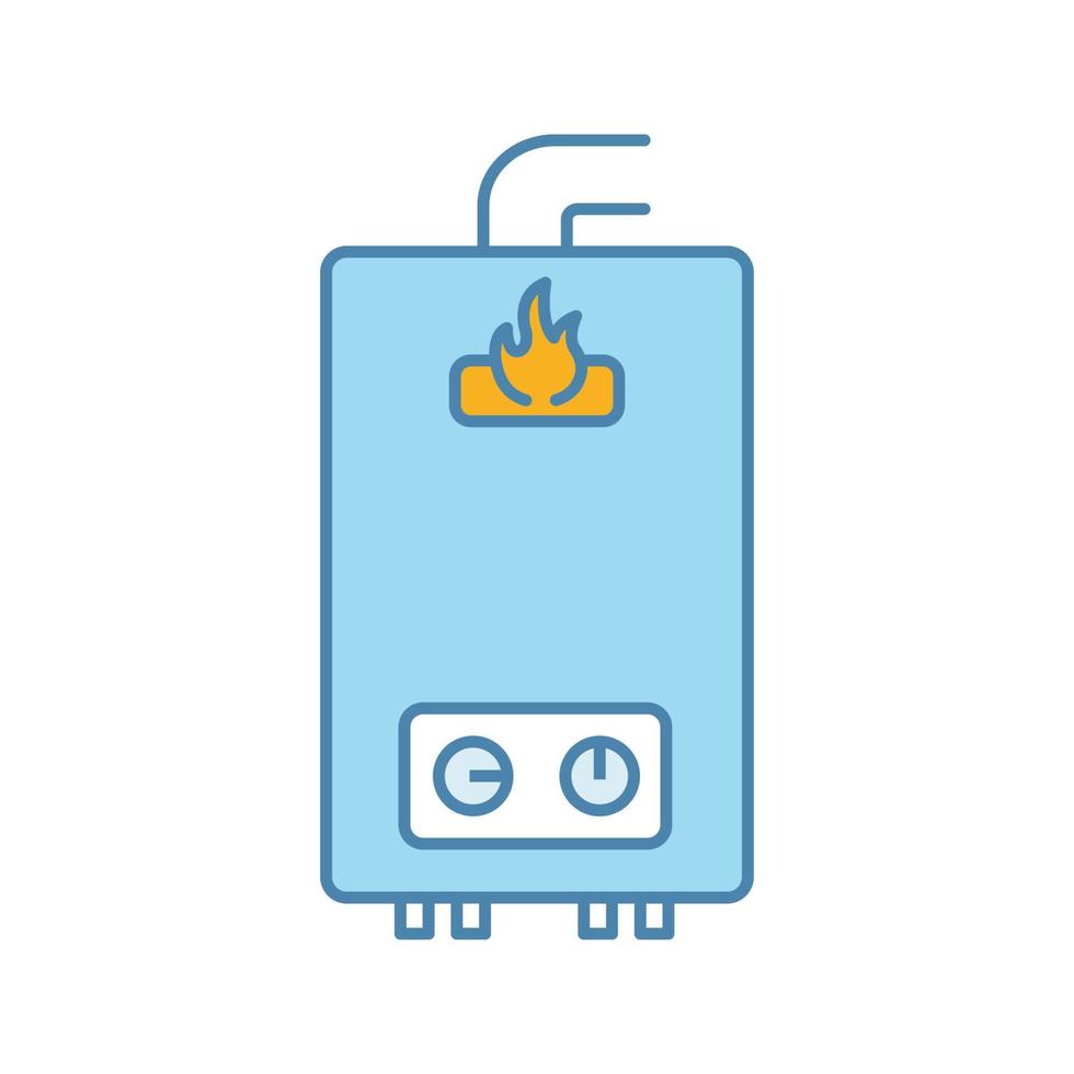 Gas water heater color icon. Heating water. Home boiler. Isolated vector illustration