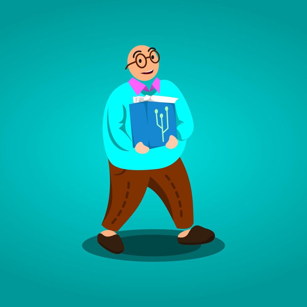 Illustrating transfering file with character on progress or loading. vector