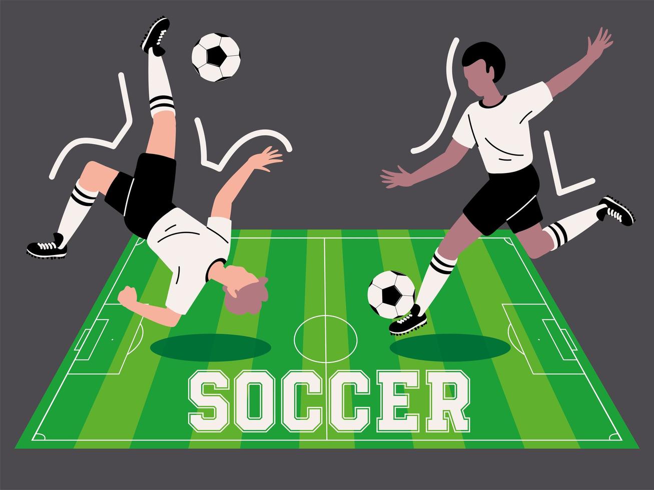 soccer players and ball vector