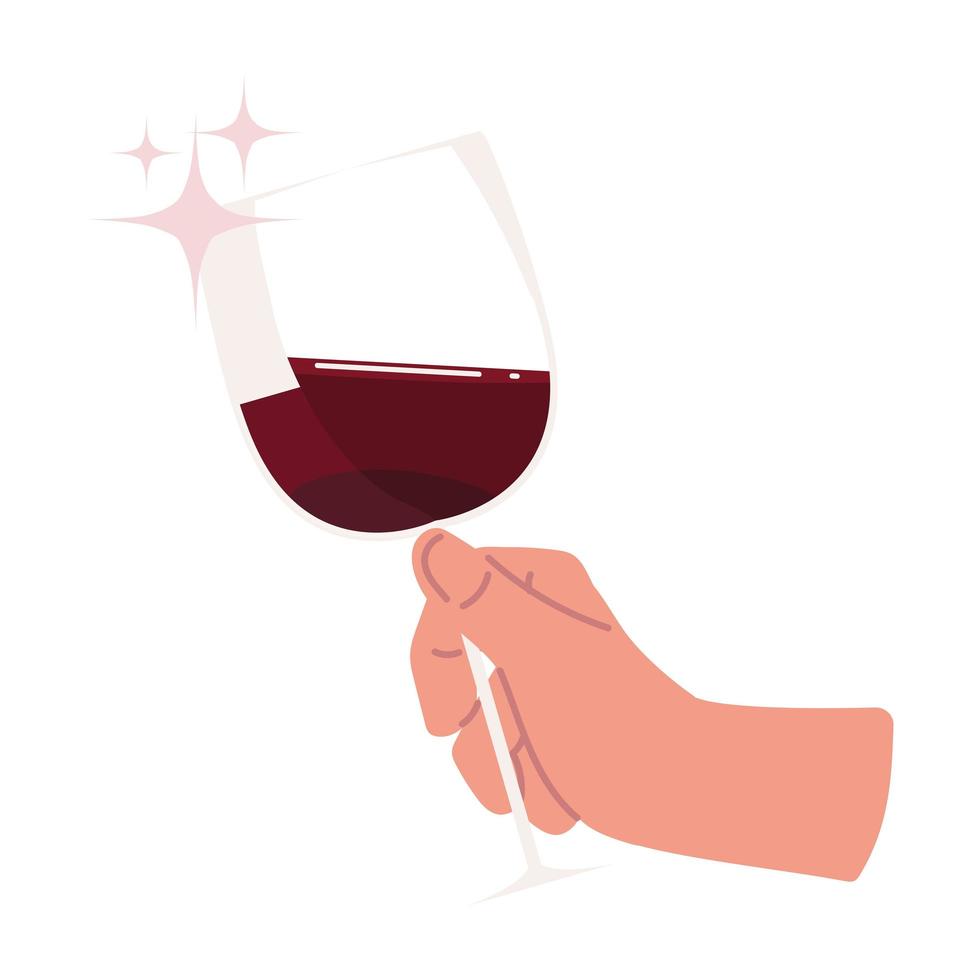 hand with wine cup vector