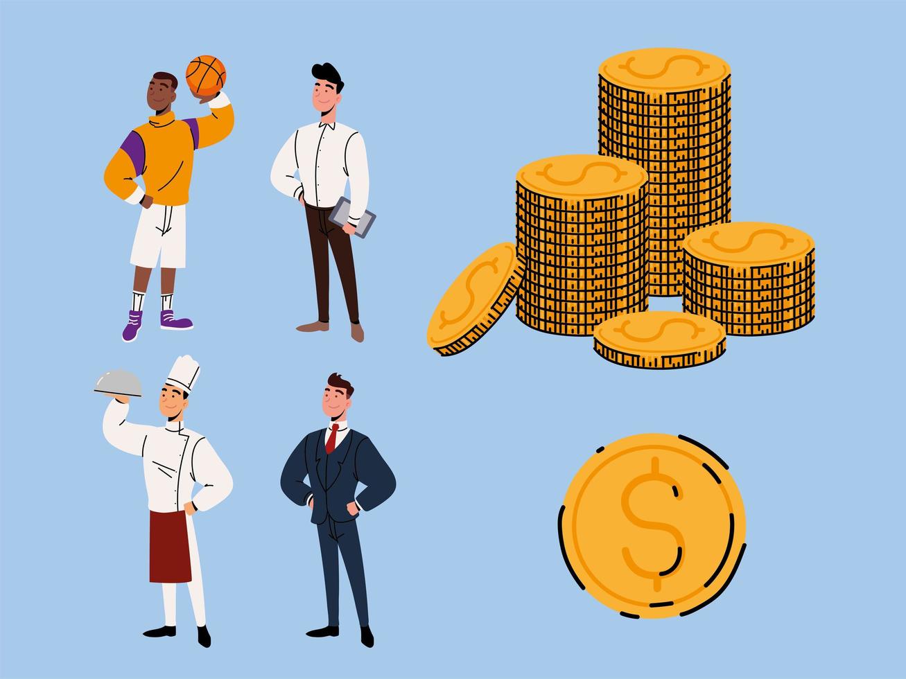 men with different salary vector