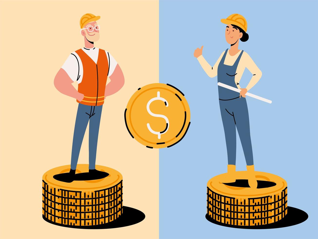 workers and salary difference vector