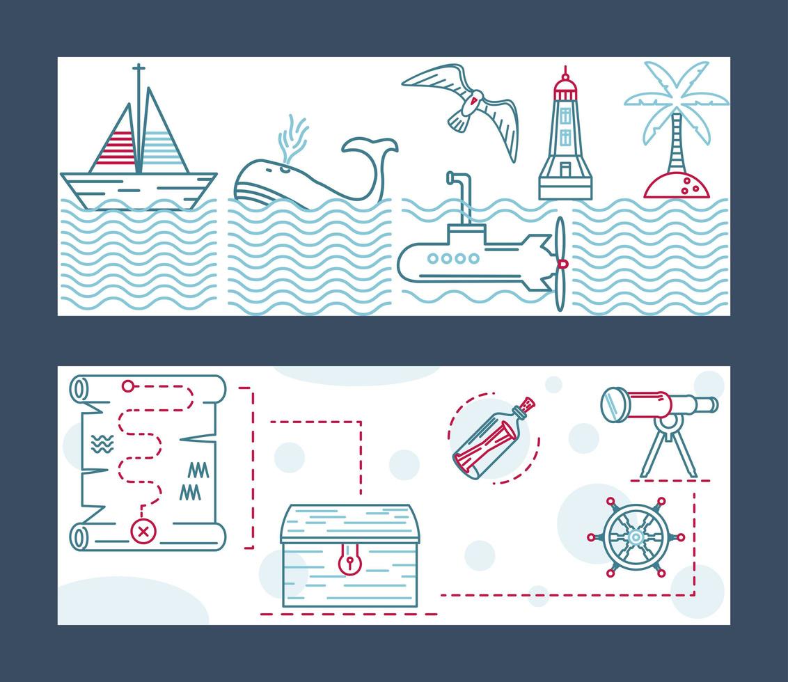 nautical banners set vector