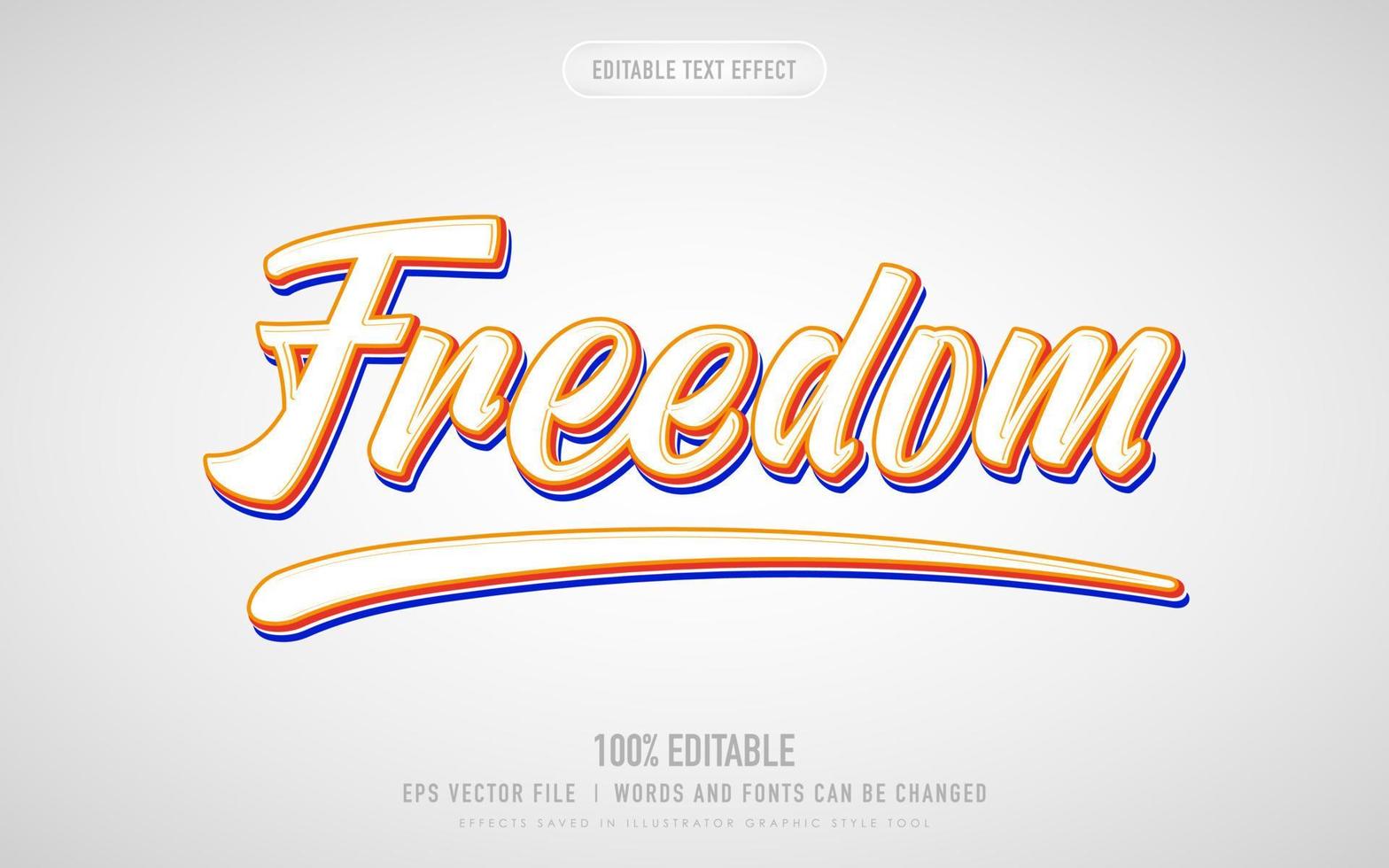 freedom of text effect in 3d vector