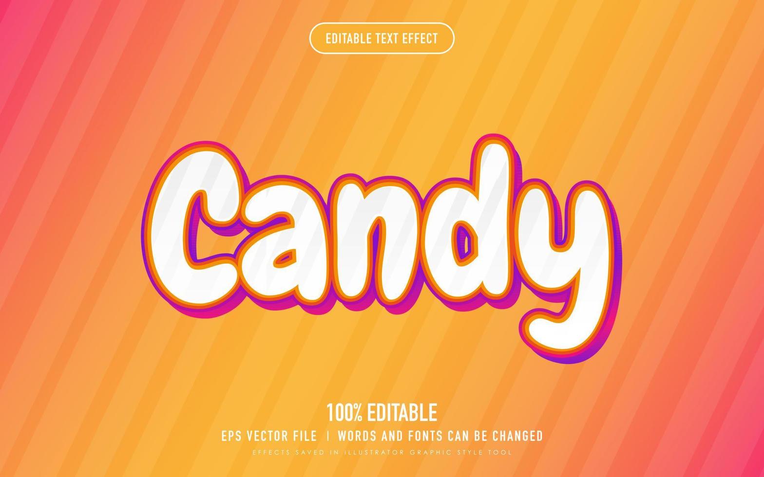 candy text effect on orange gradient background vector