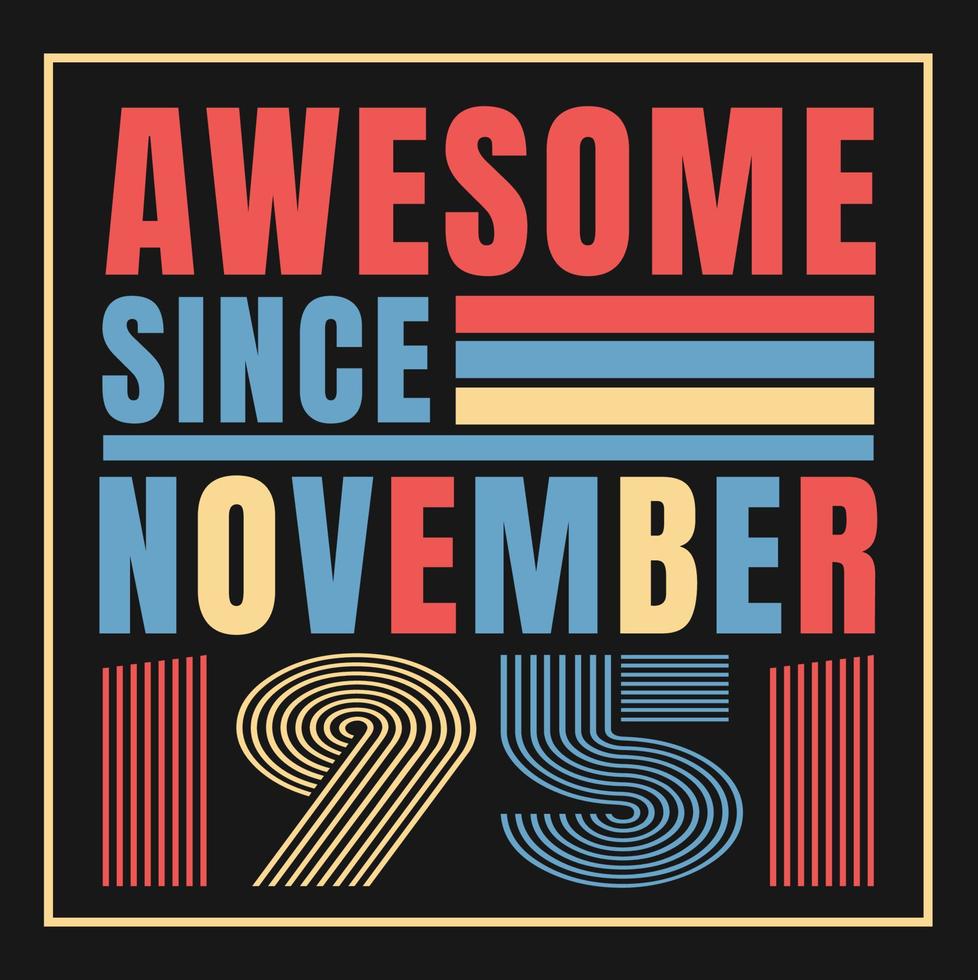 Awesome since 1951.Vintage Retro Birthday Vector