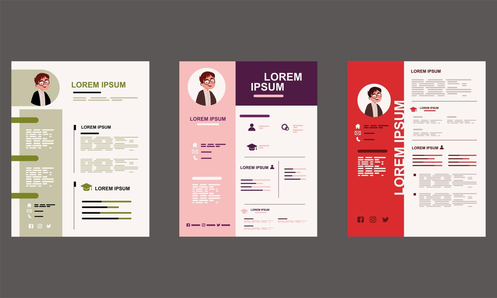 set of resume template vector