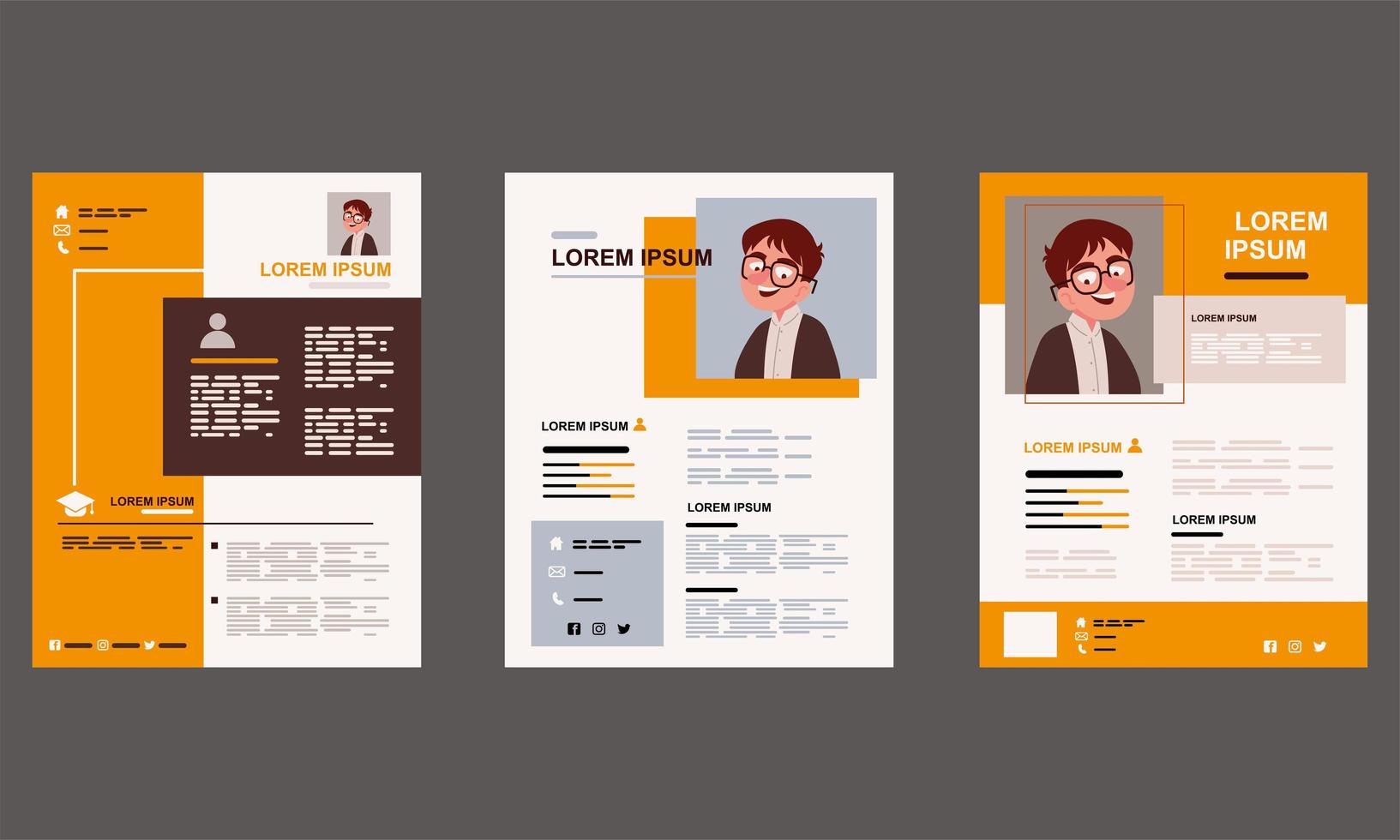 set of resume template vector