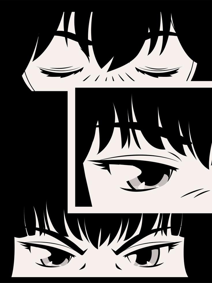 set manga expressions vector