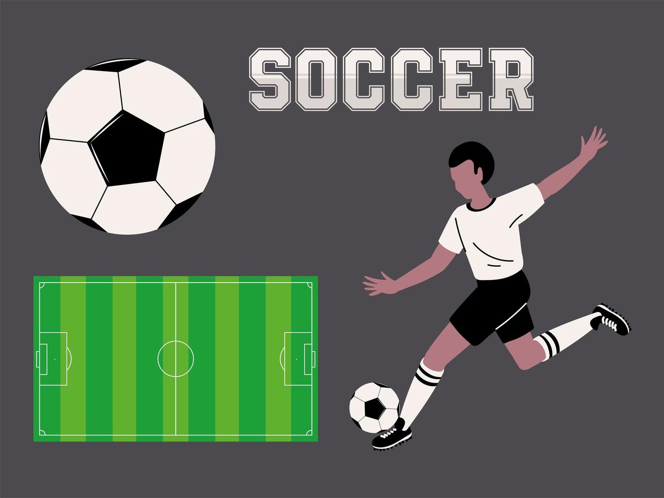 jugador de futbol y pelota vector