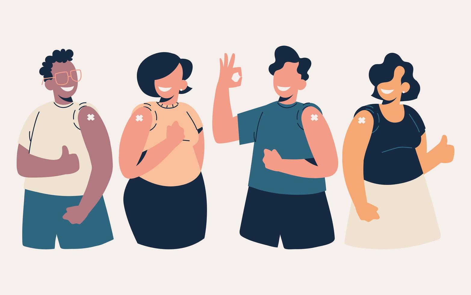 set group vaccinated people vector