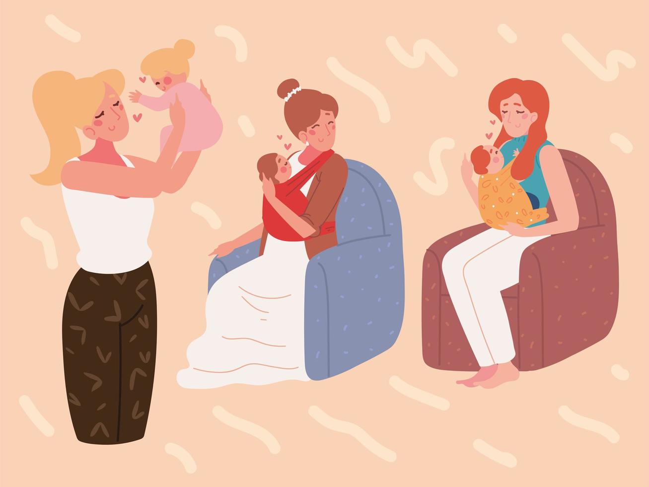 mothers caring their babies vector