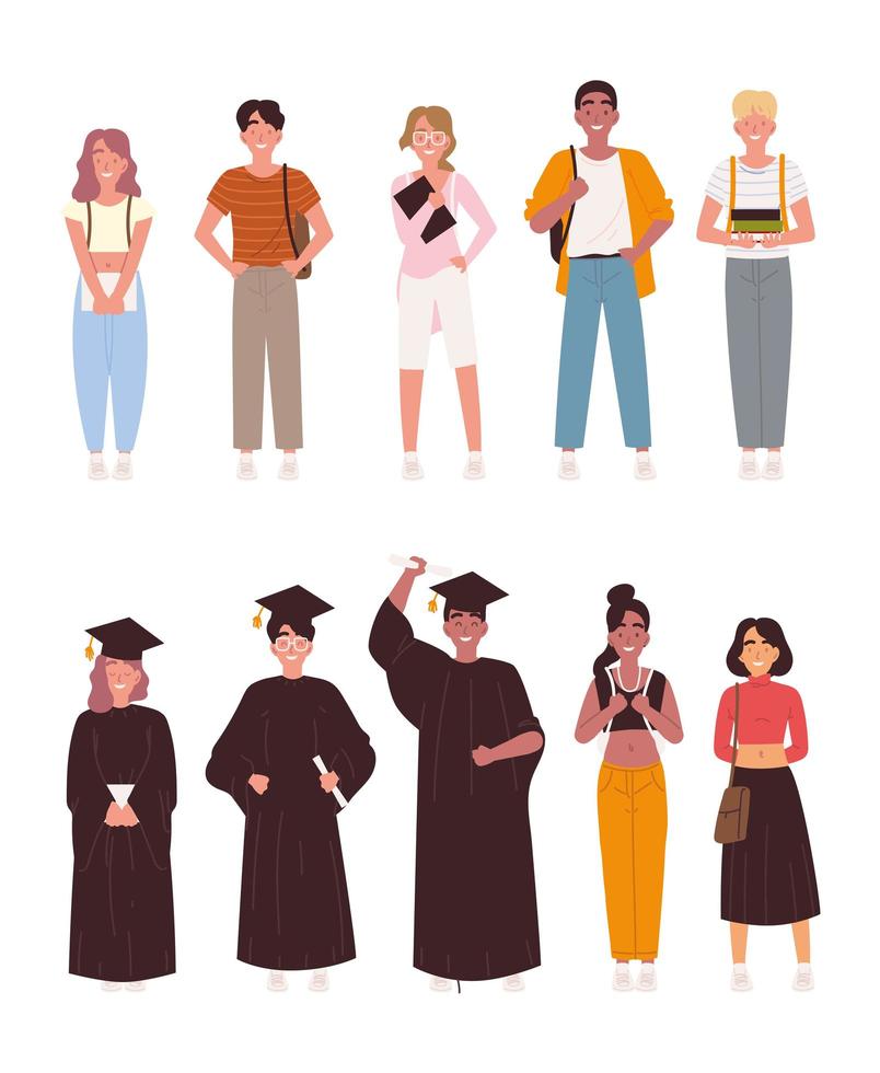 college students set vector