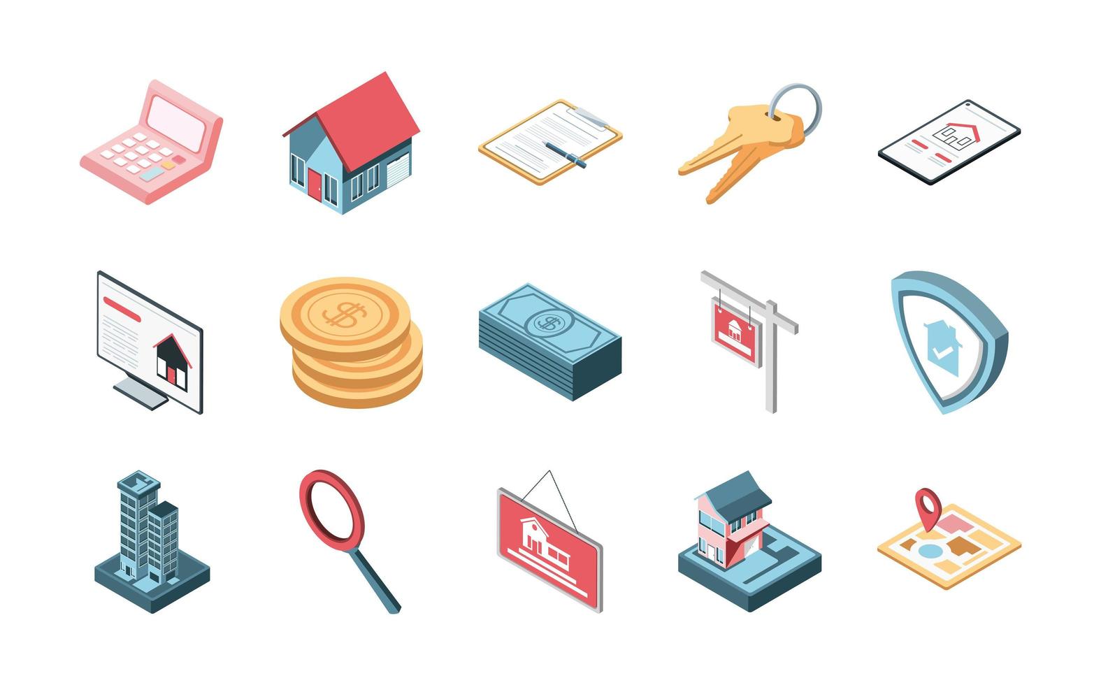 icons set real estate vector