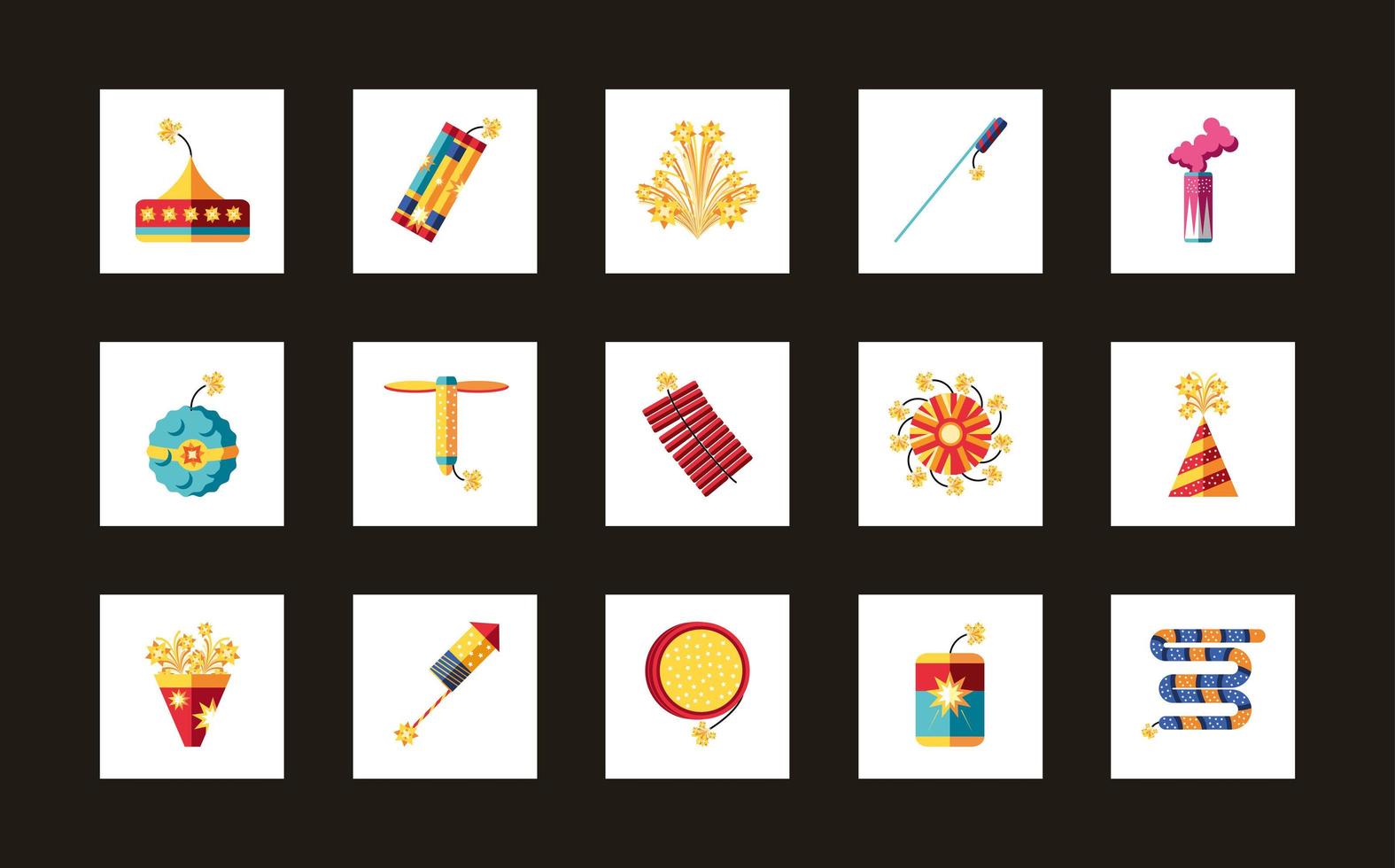 fireworks explosion icons vector