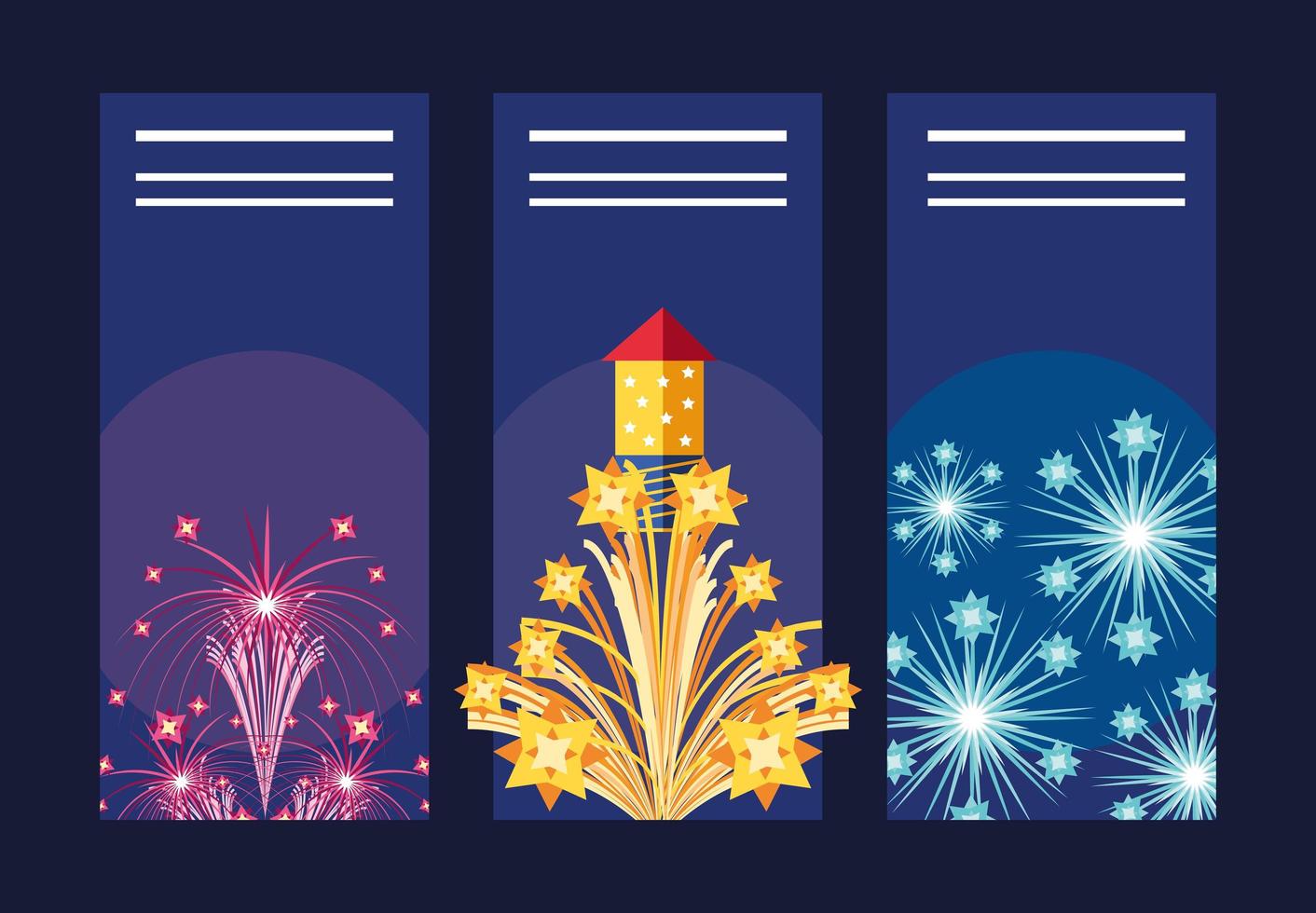 fireworks festive banners vector