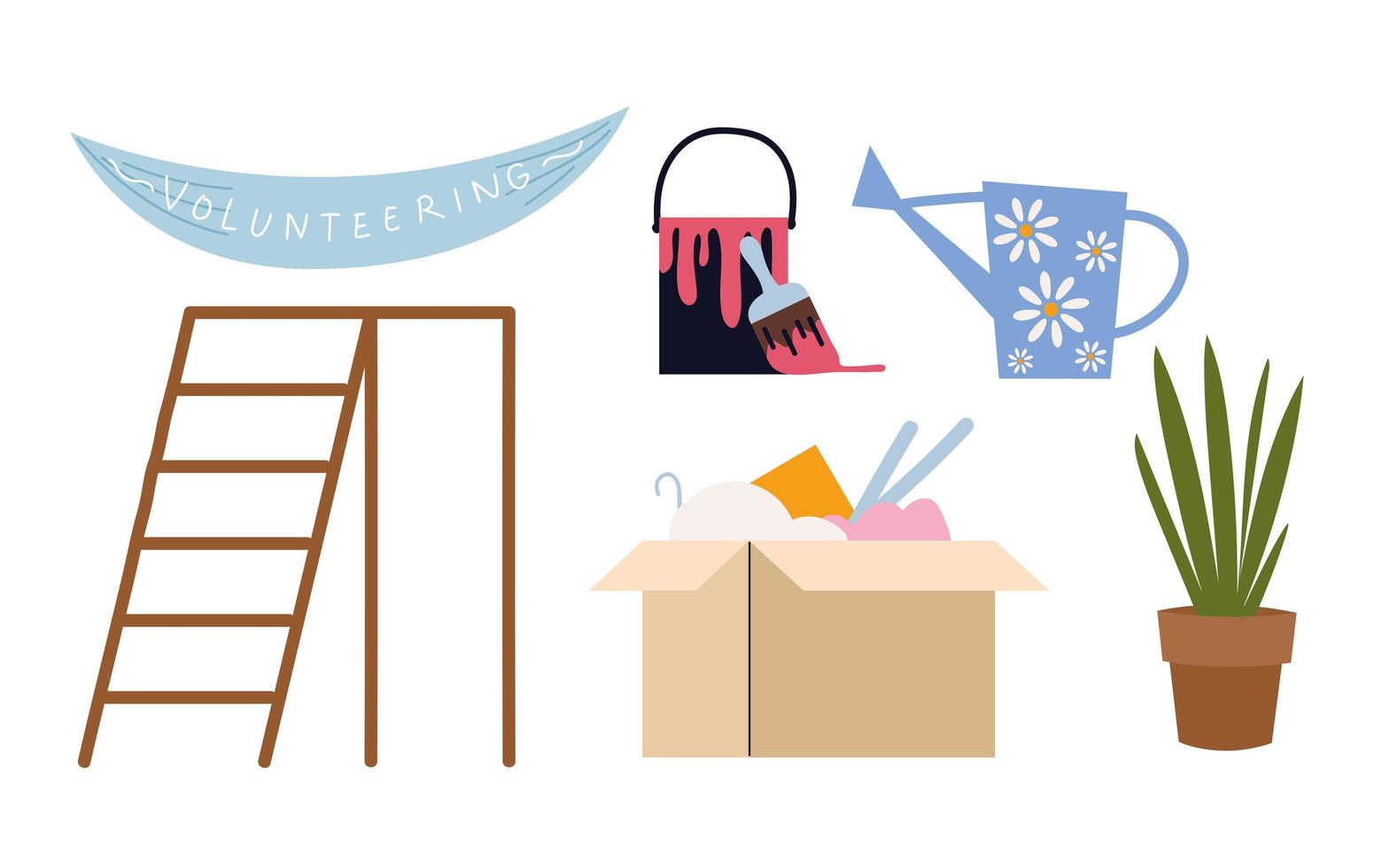 volunteering icons set vector