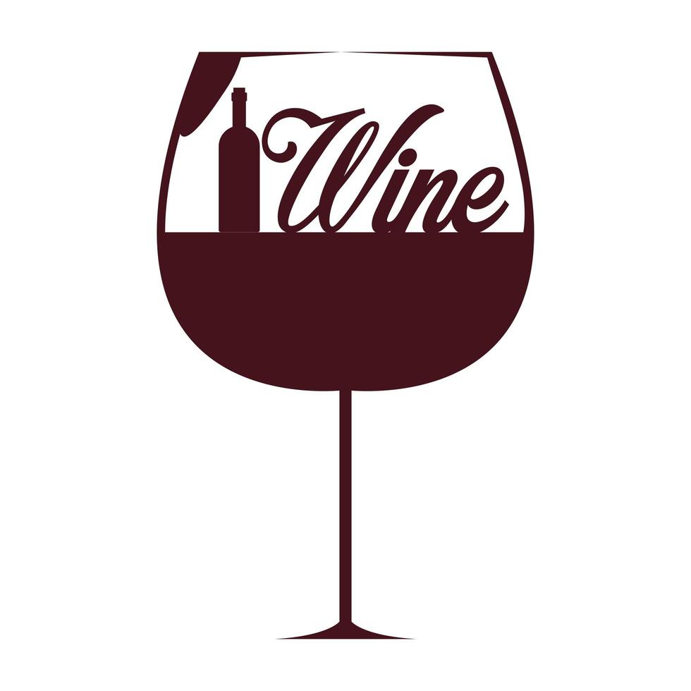 wine word in cup vector