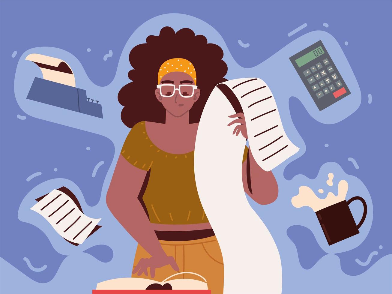 woman multitask office work vector