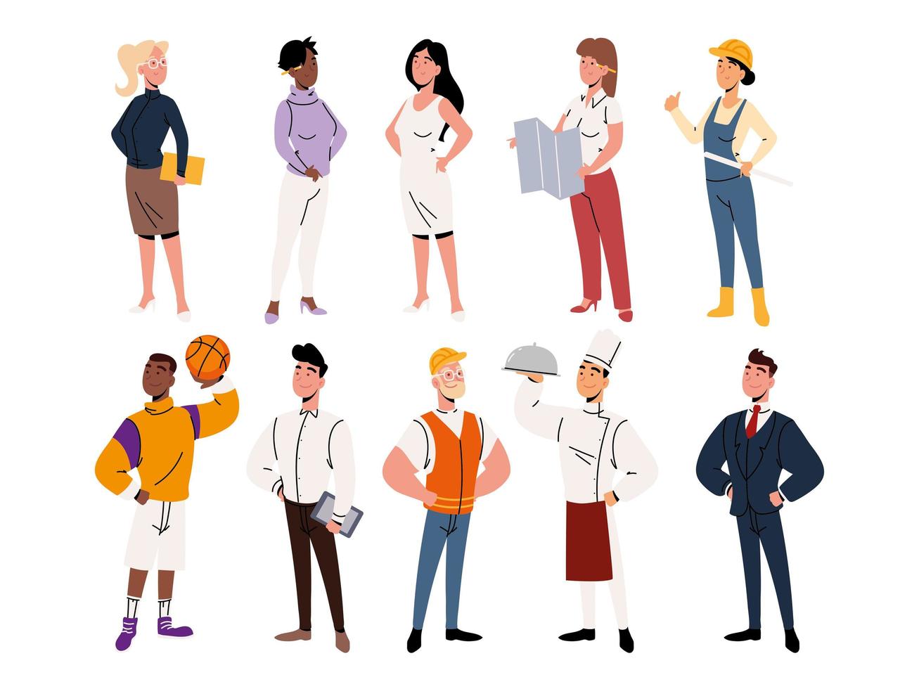 female and male professionals vector