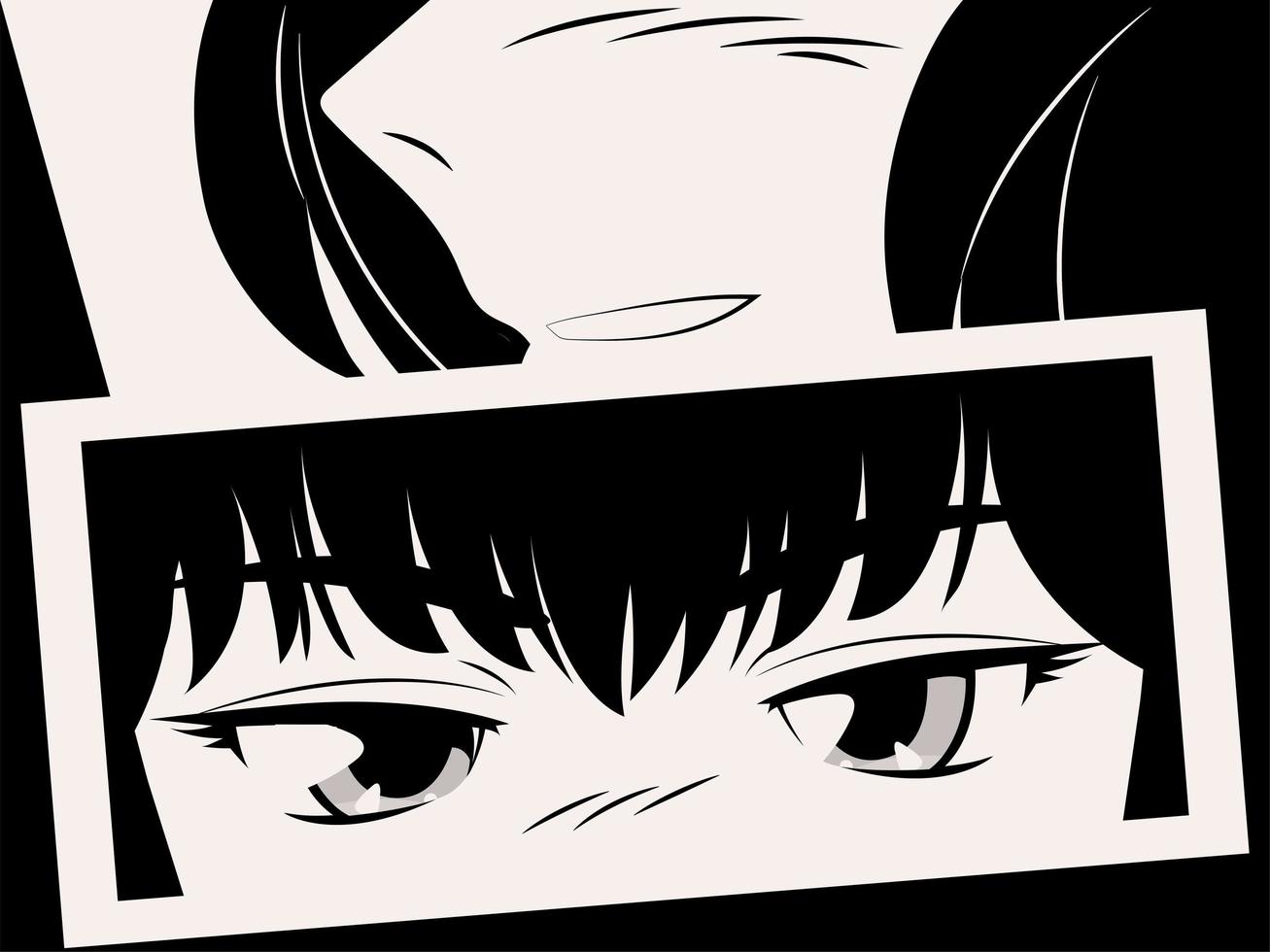 manga mouth and eyes vector