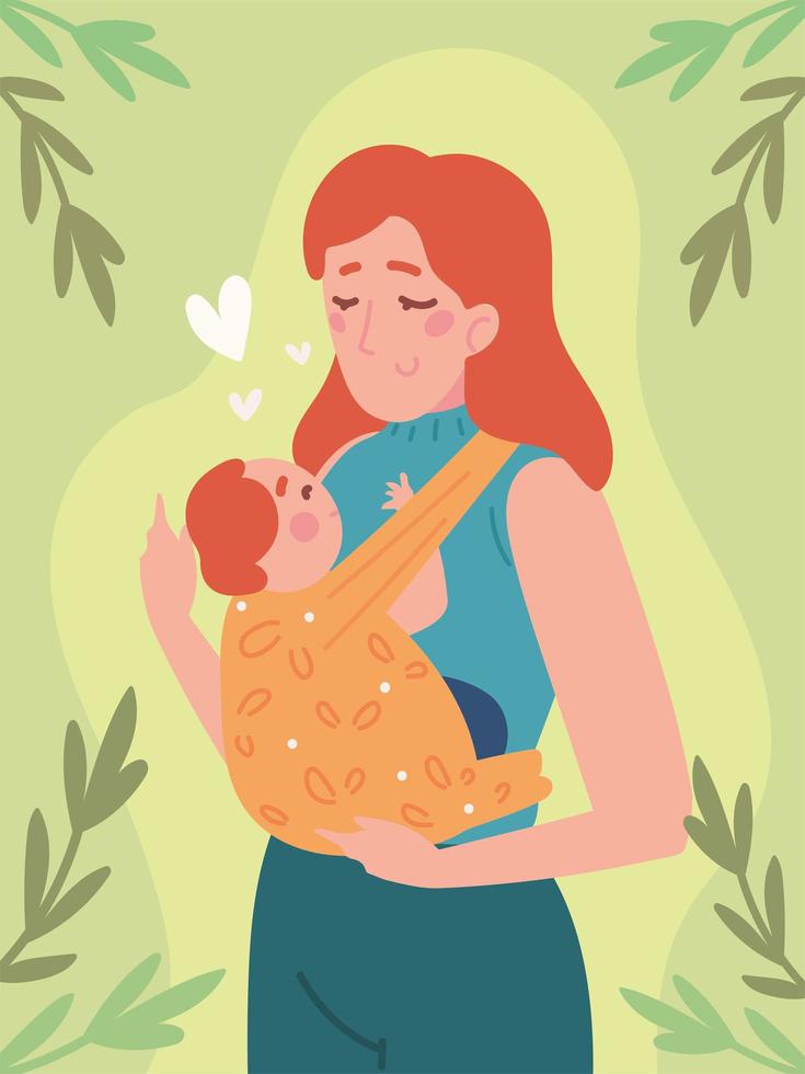 mom carrying a baby vector