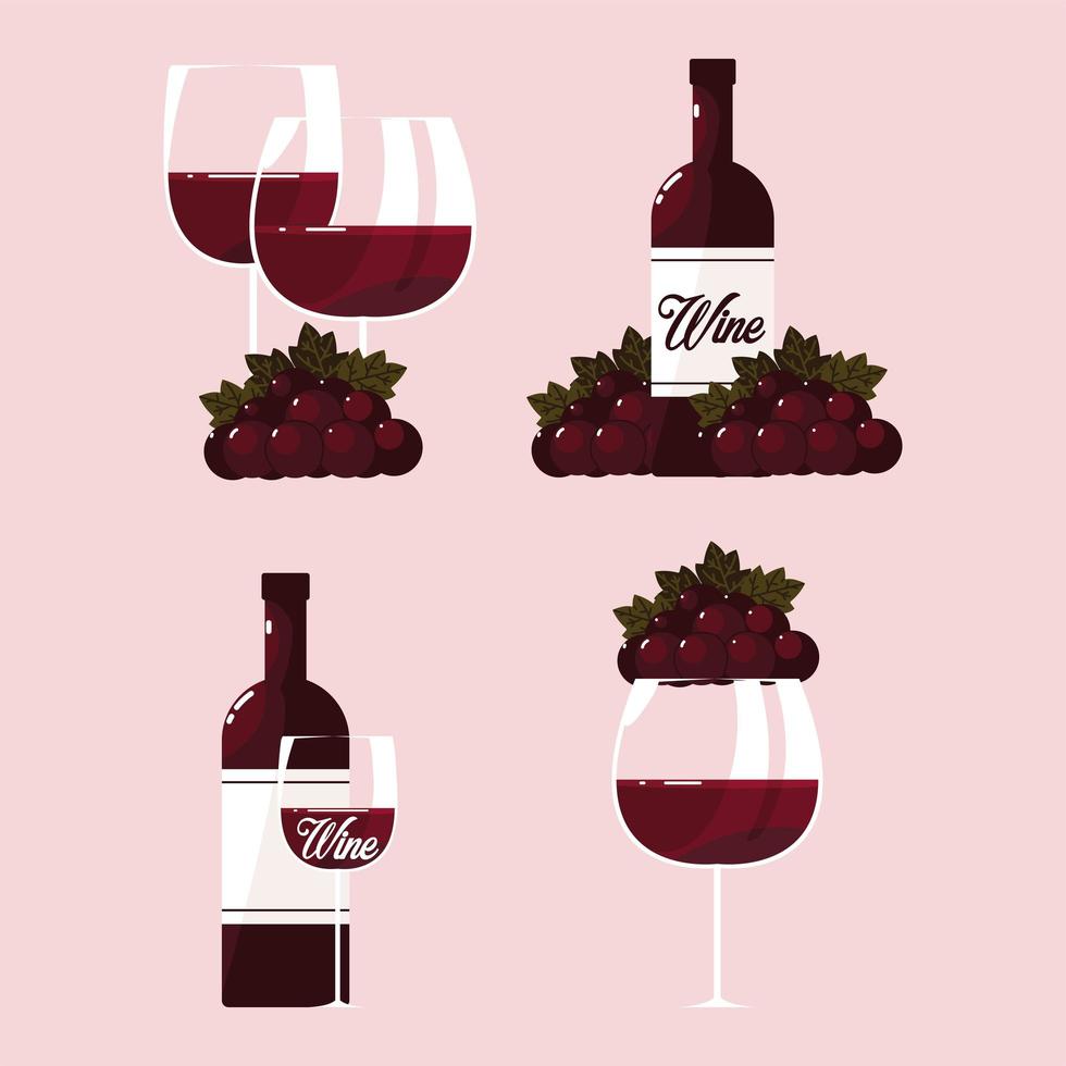 set of wine bottles vector