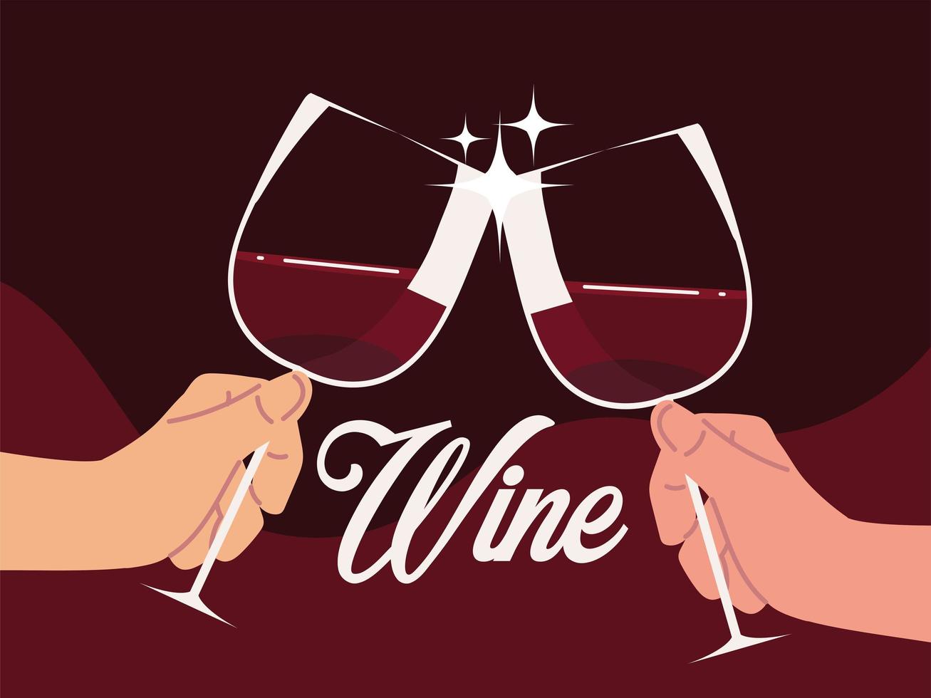 hands with wine cups vector
