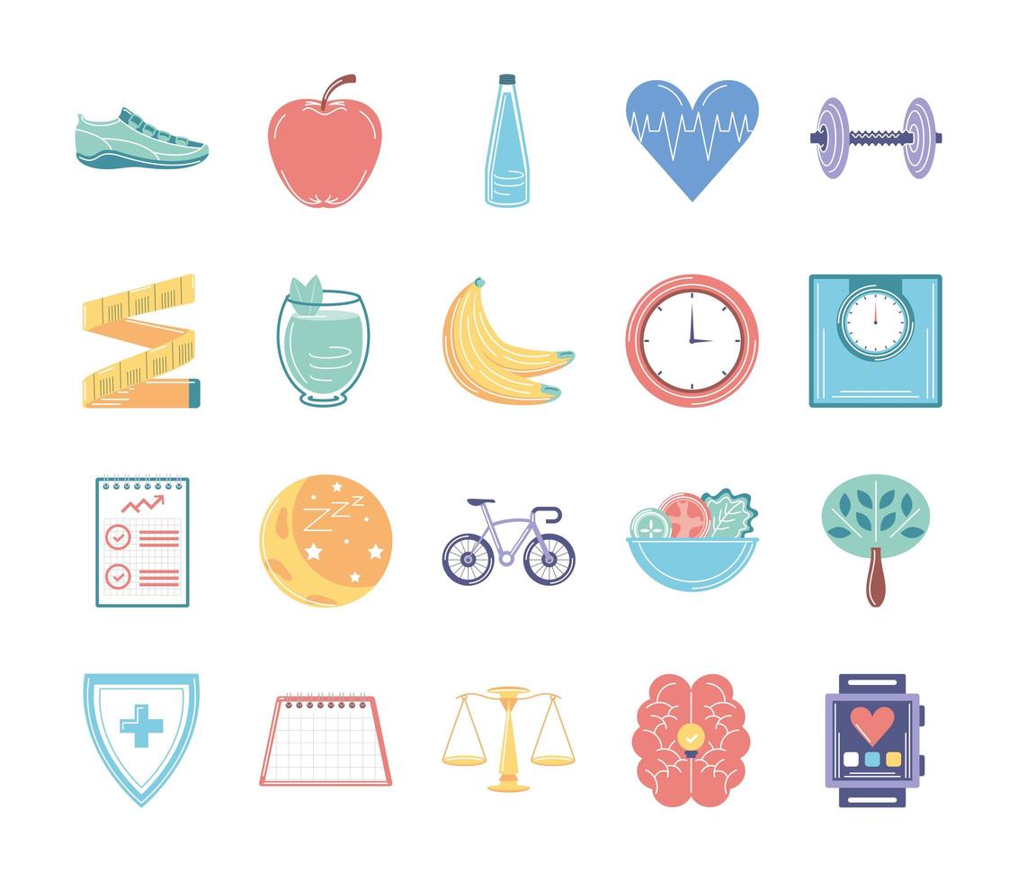 set of healthy lifestyle vector