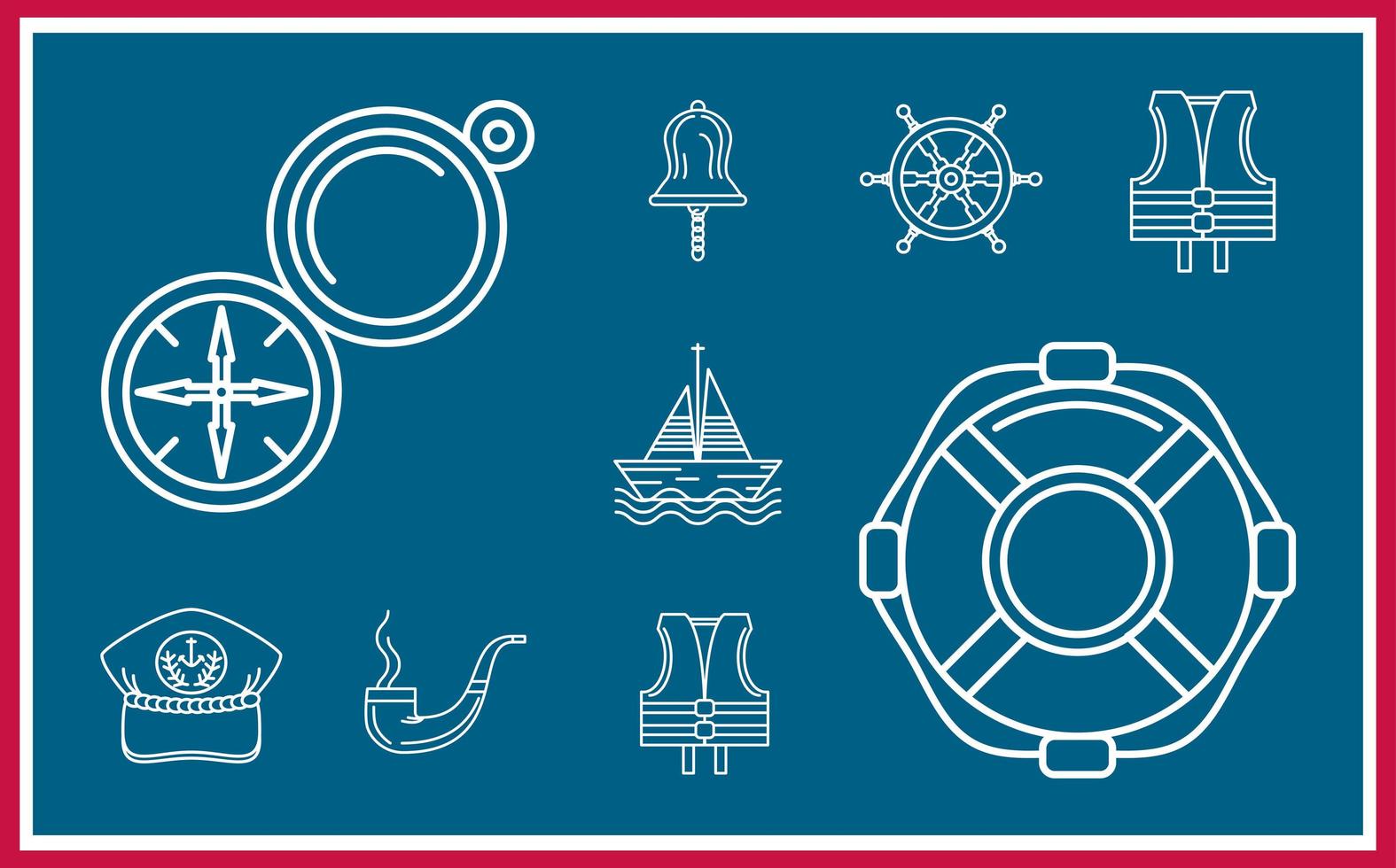 white icons nautical vector