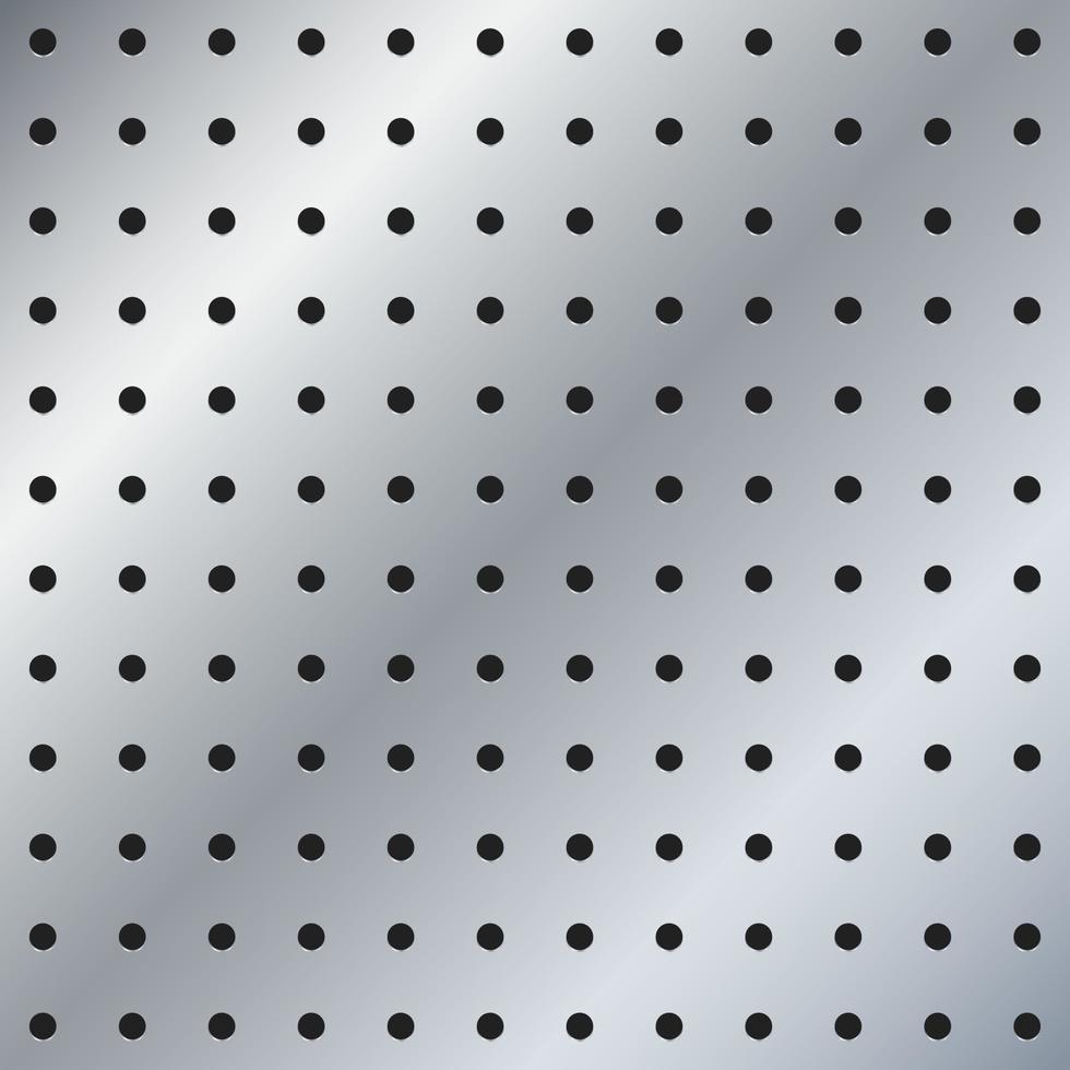 Metal Peg board perforated texture background material with round holes seamless vector