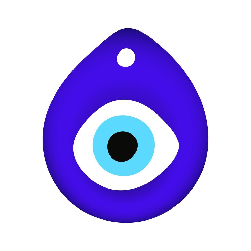 Ilustración de vector de diseño de estilo plano de amuleto de símbolo de mal de ojo oriental azul.