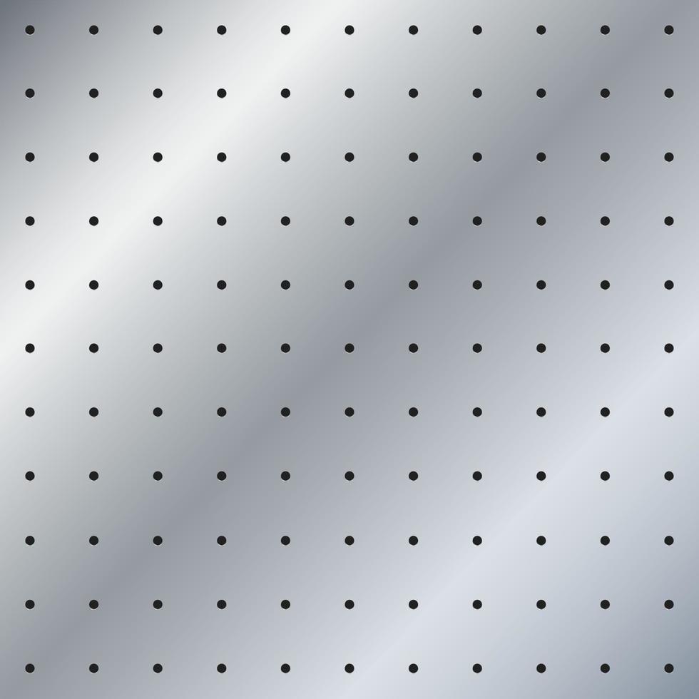 Metal Peg board perforated texture background material with round holes. vector