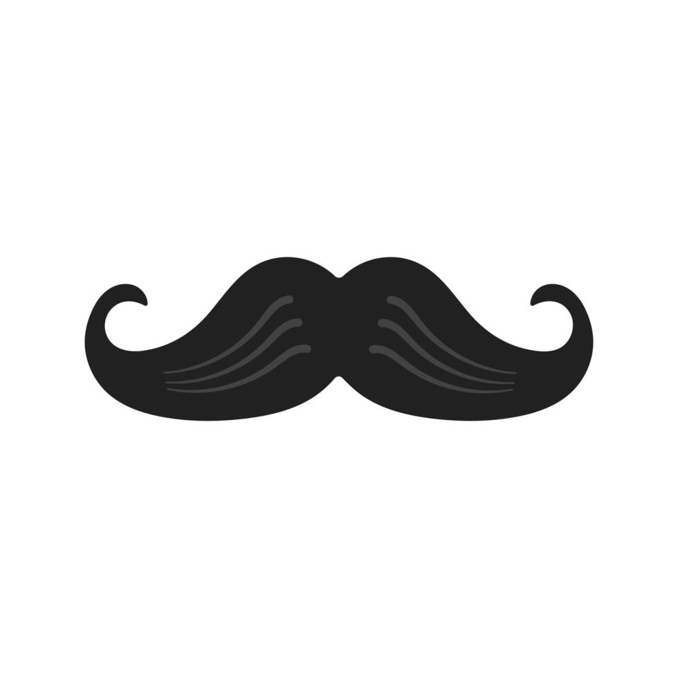 Strong man mustache flat style icon sign vector illustration isolated onwhite background. Symbol of the vintage dad or father web flat icon.