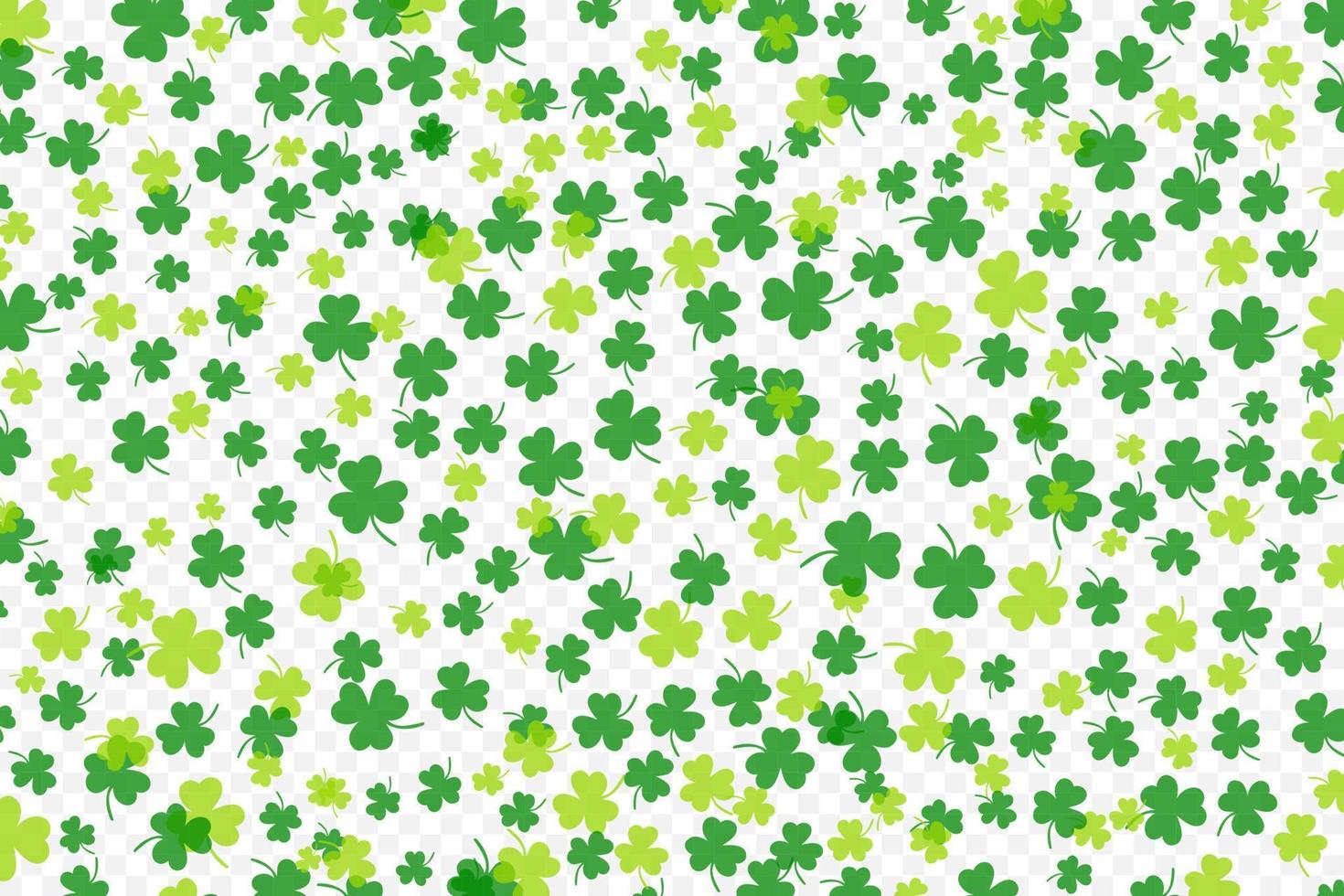 Shamrock or green clover leaves pattern background flat design vector illustration isolated on white background.