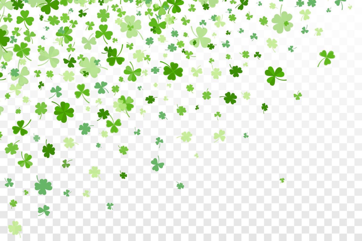 Shamrock or green clover leaves pattern background flat design vector illustration isolated on white background.