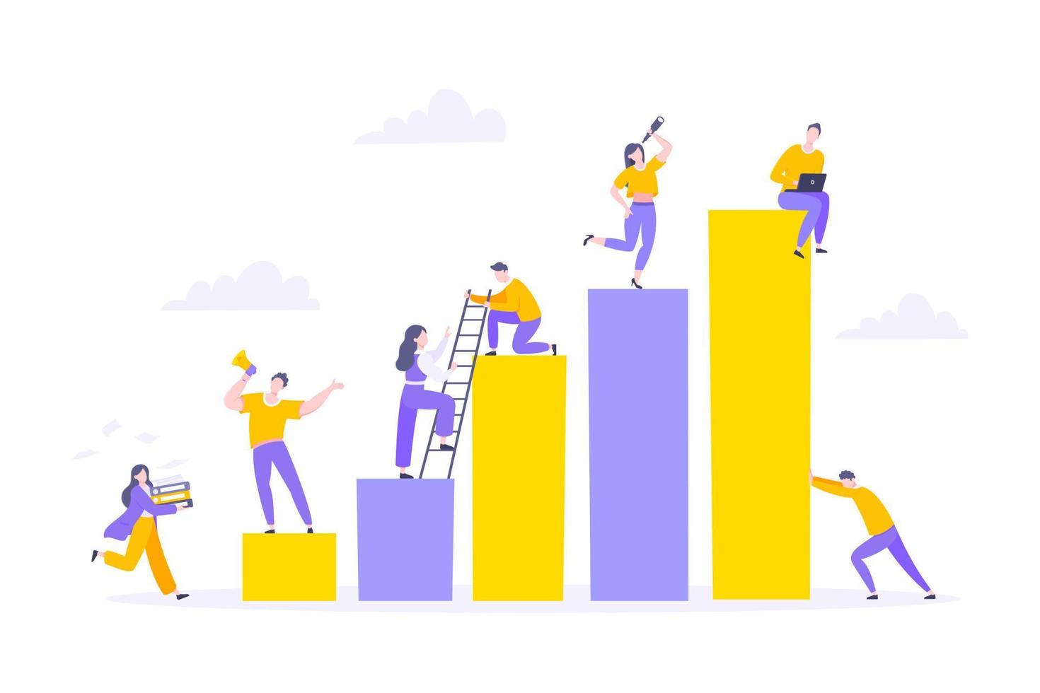 Career climbing and supporting with giving a helping hand business concept flat style design vector illustration.