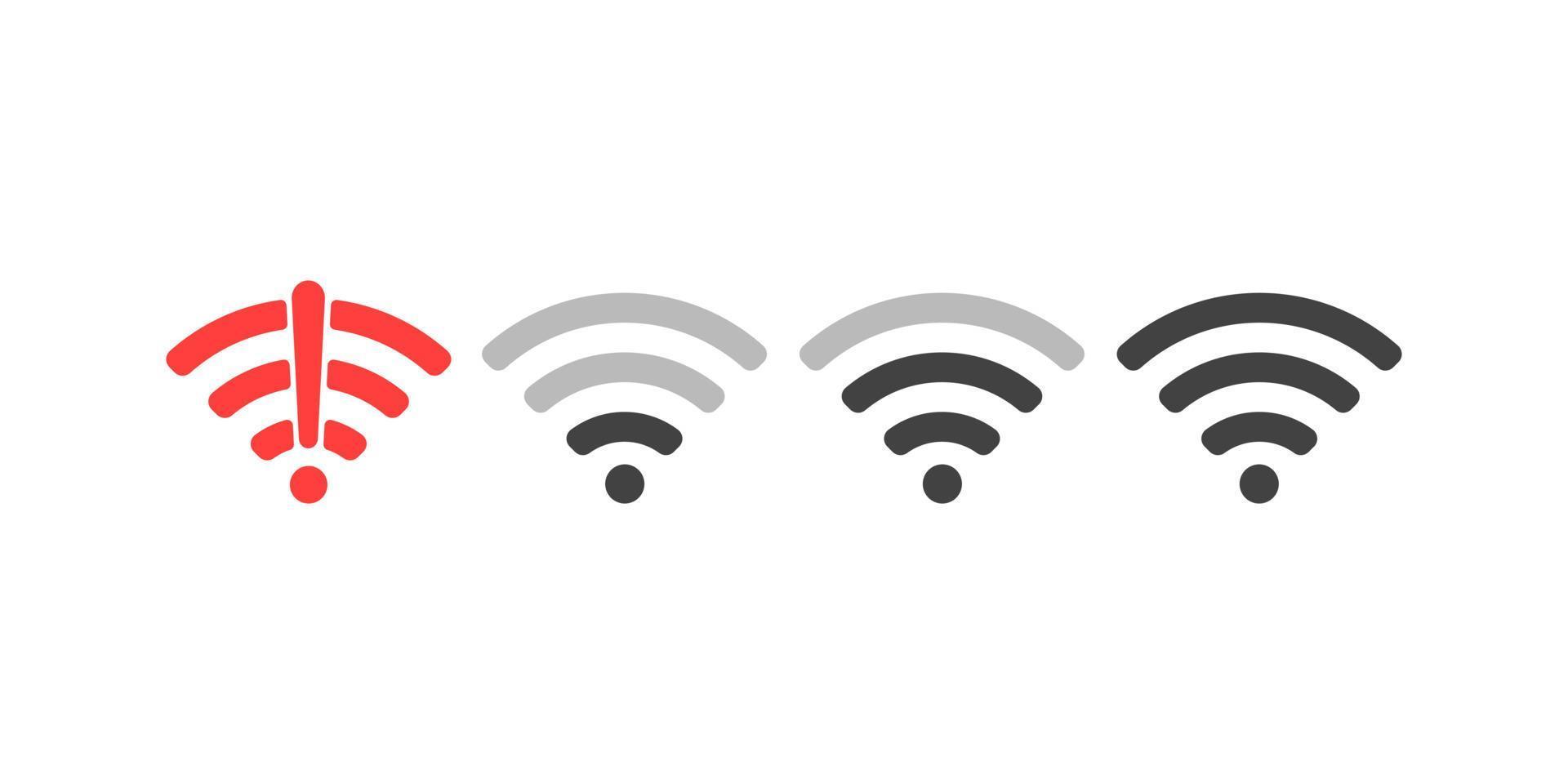 Conjunto de ilustración de vector de diseño plano de signo de icono de wifi inalámbrico.