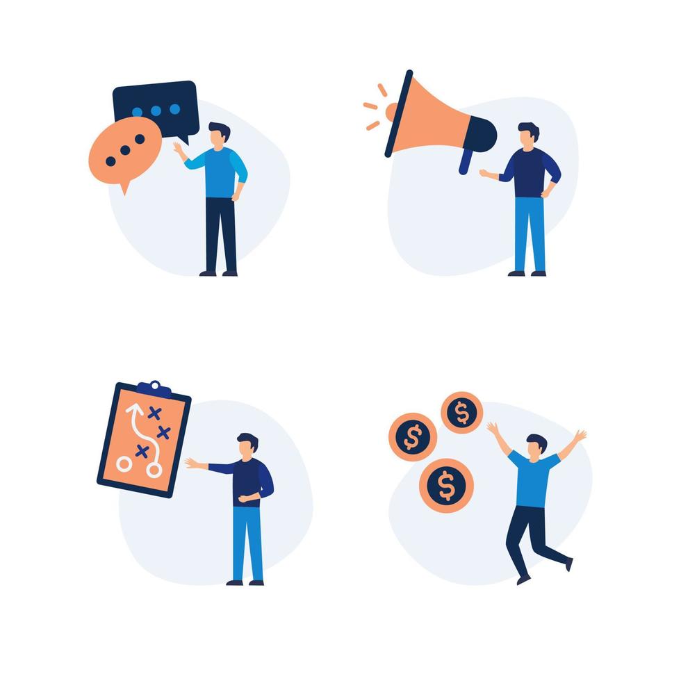 Set of modern flat design people icons of business analytics and planning, businessman, strategy, market research, online support, accounting, coin, teamwork. vector