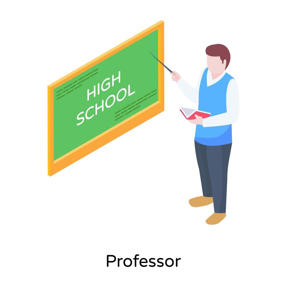 Professor in class board isometric icon vector