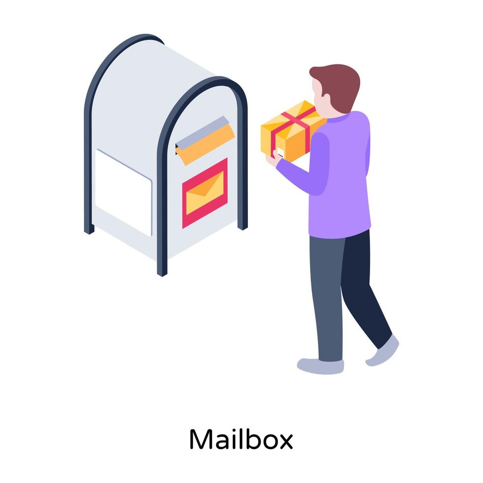 A modern isometric illustration of mailbox vector